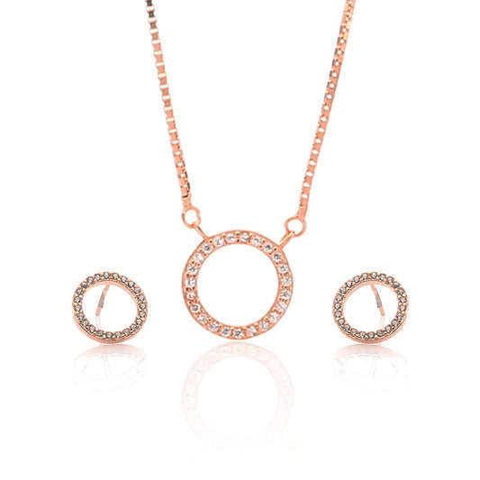 Circle of Life Pendant Necklace and Earrings Set - ARJW1021RG ARCADIO