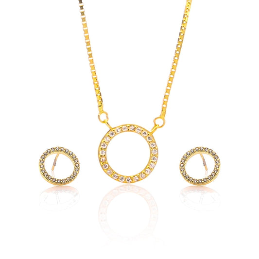 Circle of life Pendant Necklace and Earrings Set - ARJW1021GD ARCADIO