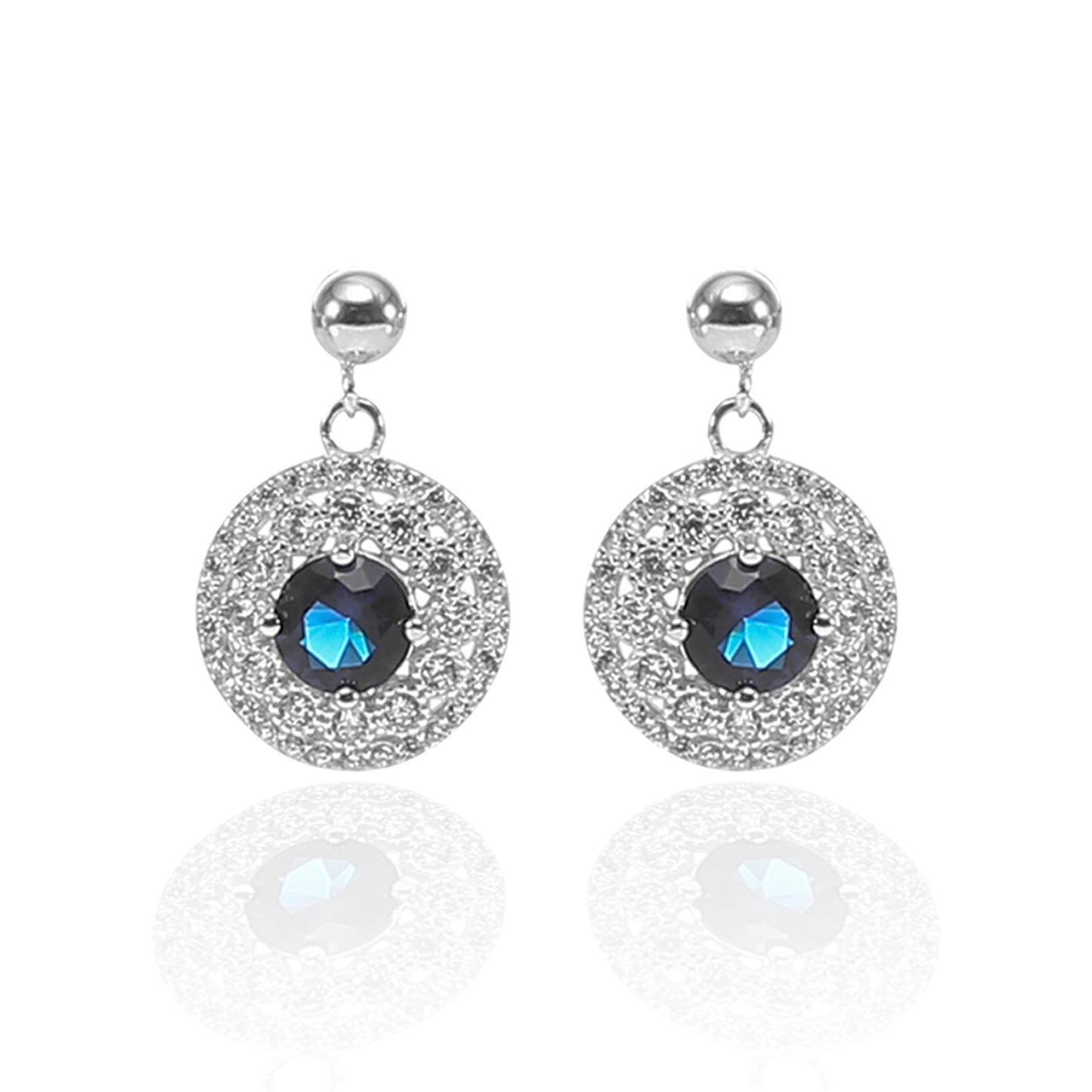 Designer Sapphire Necklace and Earrings Set - ARJW1008RD ARCADIO