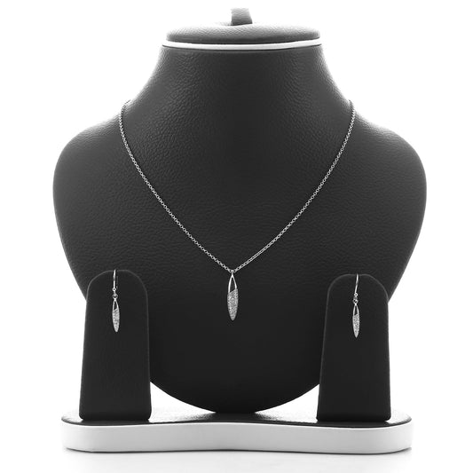 Edgware Pave Drop Pendant Necklace and Earrings Set - ARJW1028RD ARCADIO