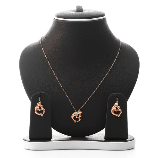 Endless Mother's Love Pendant Necklace and Earrings Set - ARJW1024RG ARCADIO