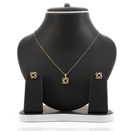 Four Leaf Clover Sapphire Pendant and Earrings Set - ARJW1005GD ARCADIO