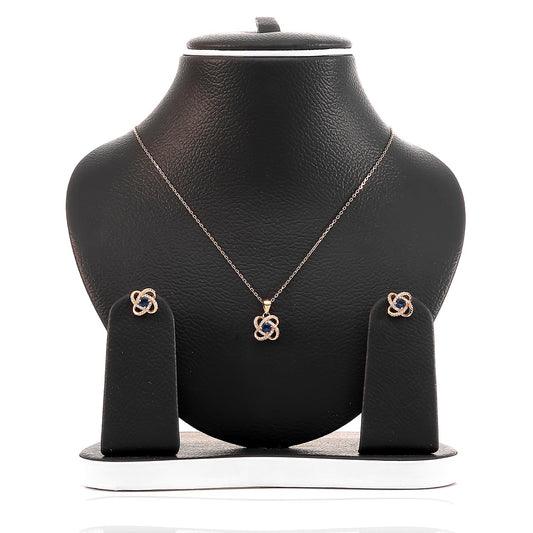 Four Leaf Clover Sapphire Pendant and Earrings Set - ARJW1005RG ARCADIO