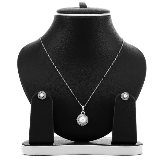 Freshwater White Pearl Pendant and Earrings Set - ARJW1002RD ARCADIO