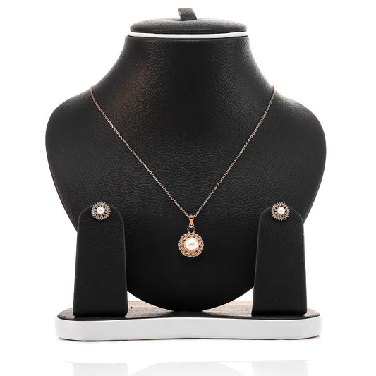 Freshwater White Pearl Pendant and Earrings Set - ARJW1002RG ARCADIO