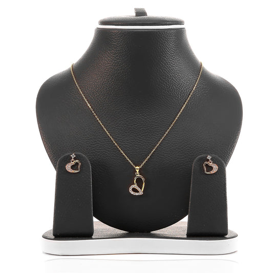 Heart Swirls Pendant and Earrings Set - ARJW1006GD-RG ARCADIO