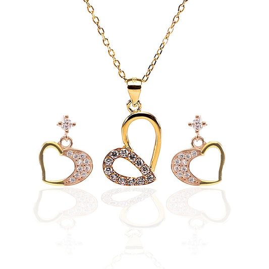 Heart Swirls Pendant and Earrings Set - ARJW1006GD-RG ARCADIO