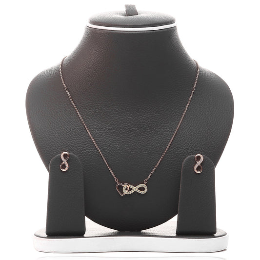 Infinite Love Pendant Necklace and Earrings Set - ARJW1023RG ARCADIO