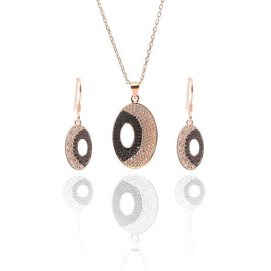Juno Pendant Necklace and Earrings Set - ARJW1018RG ARCADIO