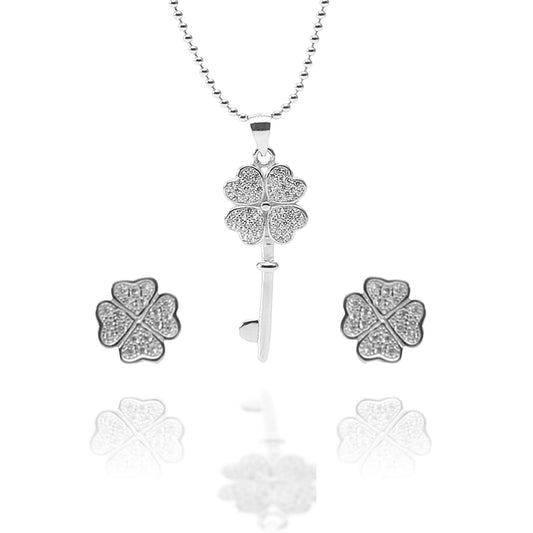 Key to My Heart Pendant Necklace and Earrings Set - ARJW1012RD ARCADIO