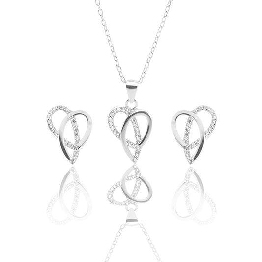 Ribbons of Love Pendant Necklace and Earrings Set - ARJW1007RD ARCADIO