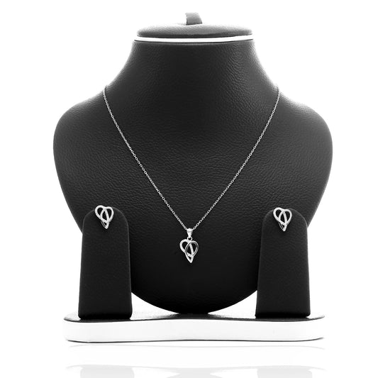Ribbons of Love Pendant Necklace and Earrings Set - ARJW1007RD ARCADIO