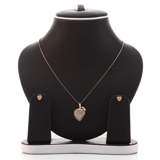 Strawberry Fruit Pendant Necklace and Earrings Set - ARJW1013RG ARCADIO