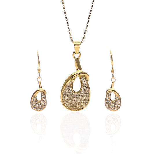 Venus Pendant Necklace and Earrings Set - ARJW1019GD ARCADIO