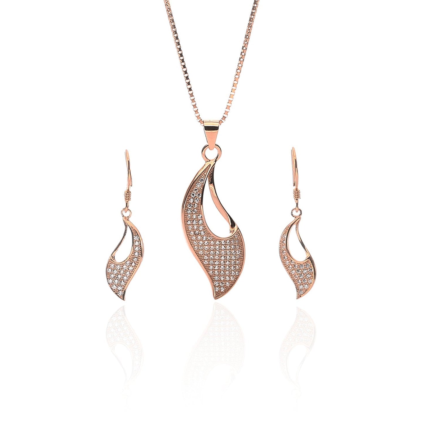 Aphrodite Designer Pendant Necklace and Earrings Set - ARJW1016RG ARCADIO