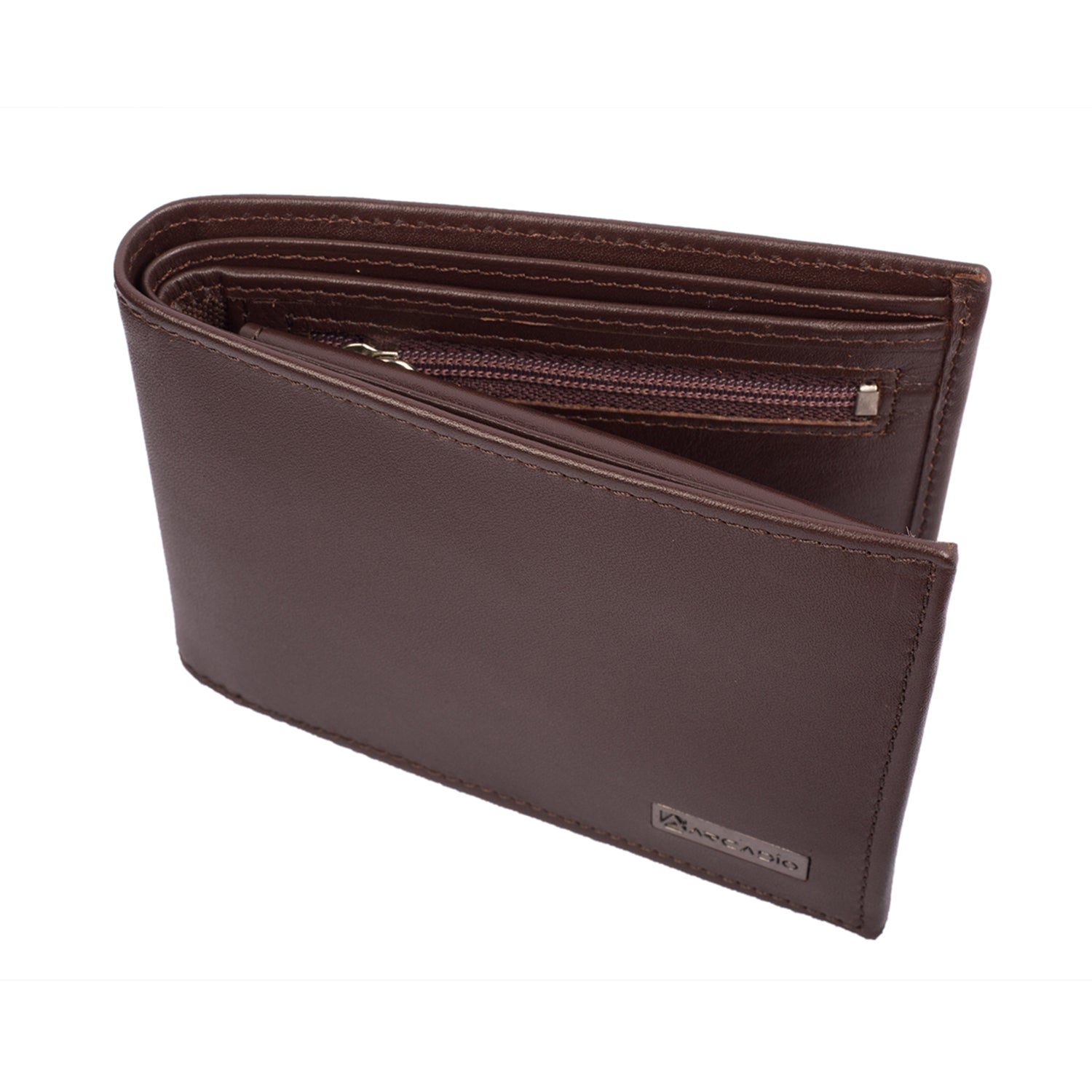 Brwon Wallet BROWNIE Bifold Plain Brown Leather Wallet -ARW1002 – ARCADIO