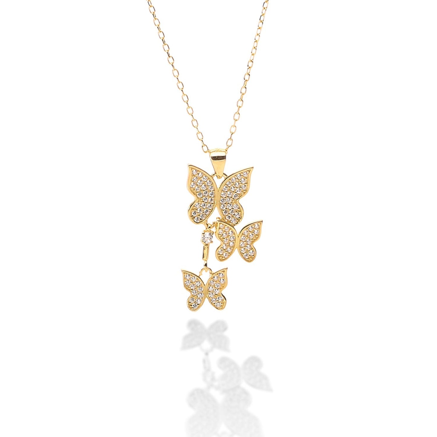 Butterfly Pendant Necklace and Earring Set - ARJW1017GD ARCADIO