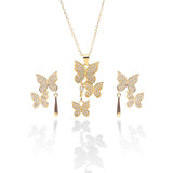 Butterfly Pendant Necklace and Earring Set - ARJW1017GD ARCADIO