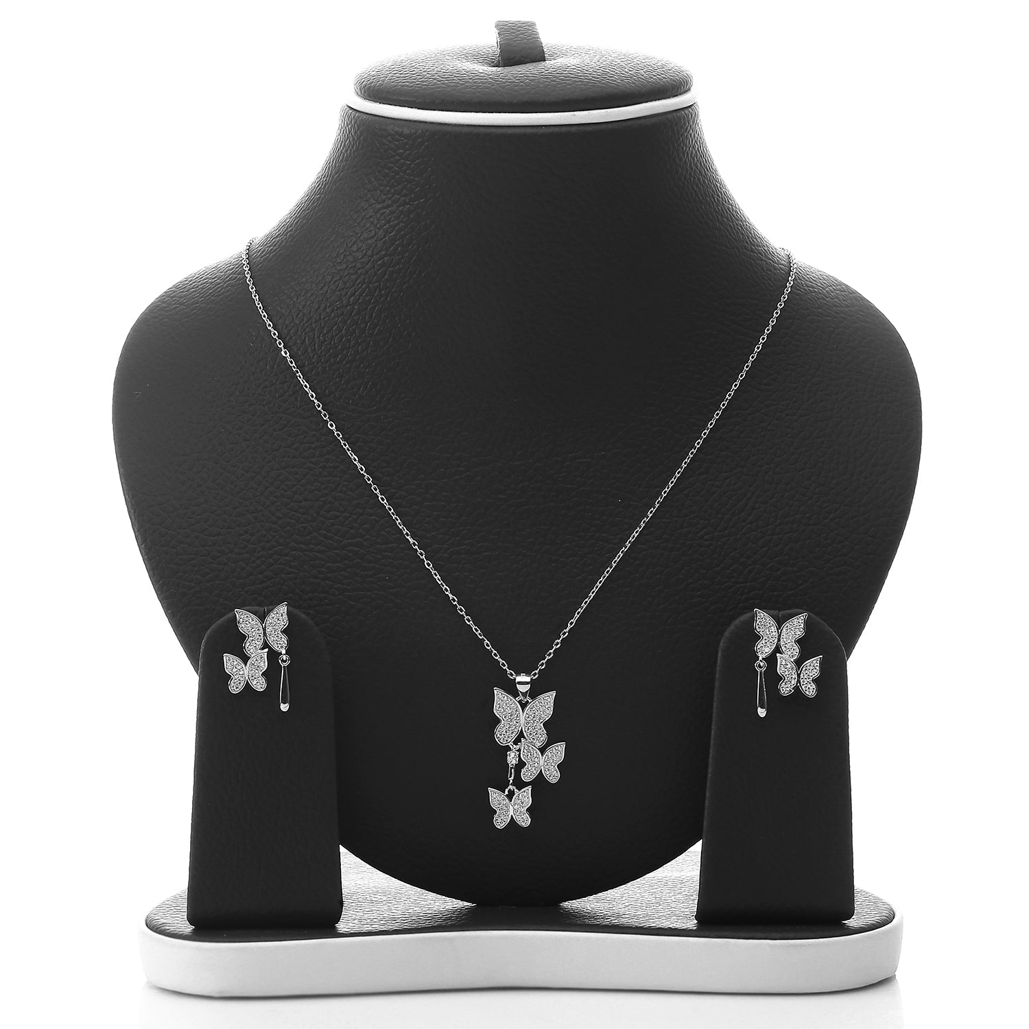 Butterfly Pendant Necklace and Earring Set - ARJW1017RD ARCADIO