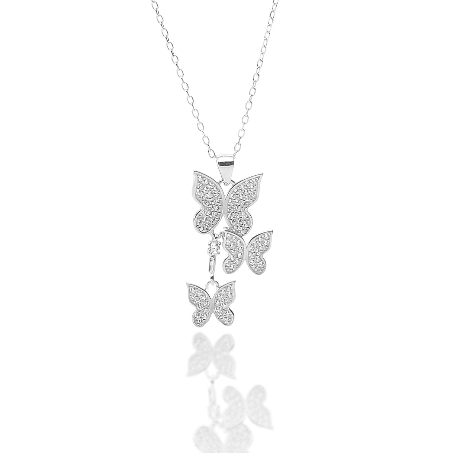 Butterfly Pendant Necklace and Earring Set - ARJW1017RD ARCADIO