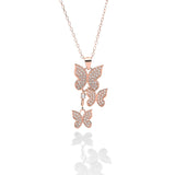 Butterfly Pendant Necklace and Earring Set - ARJW1017RG ARCADIO