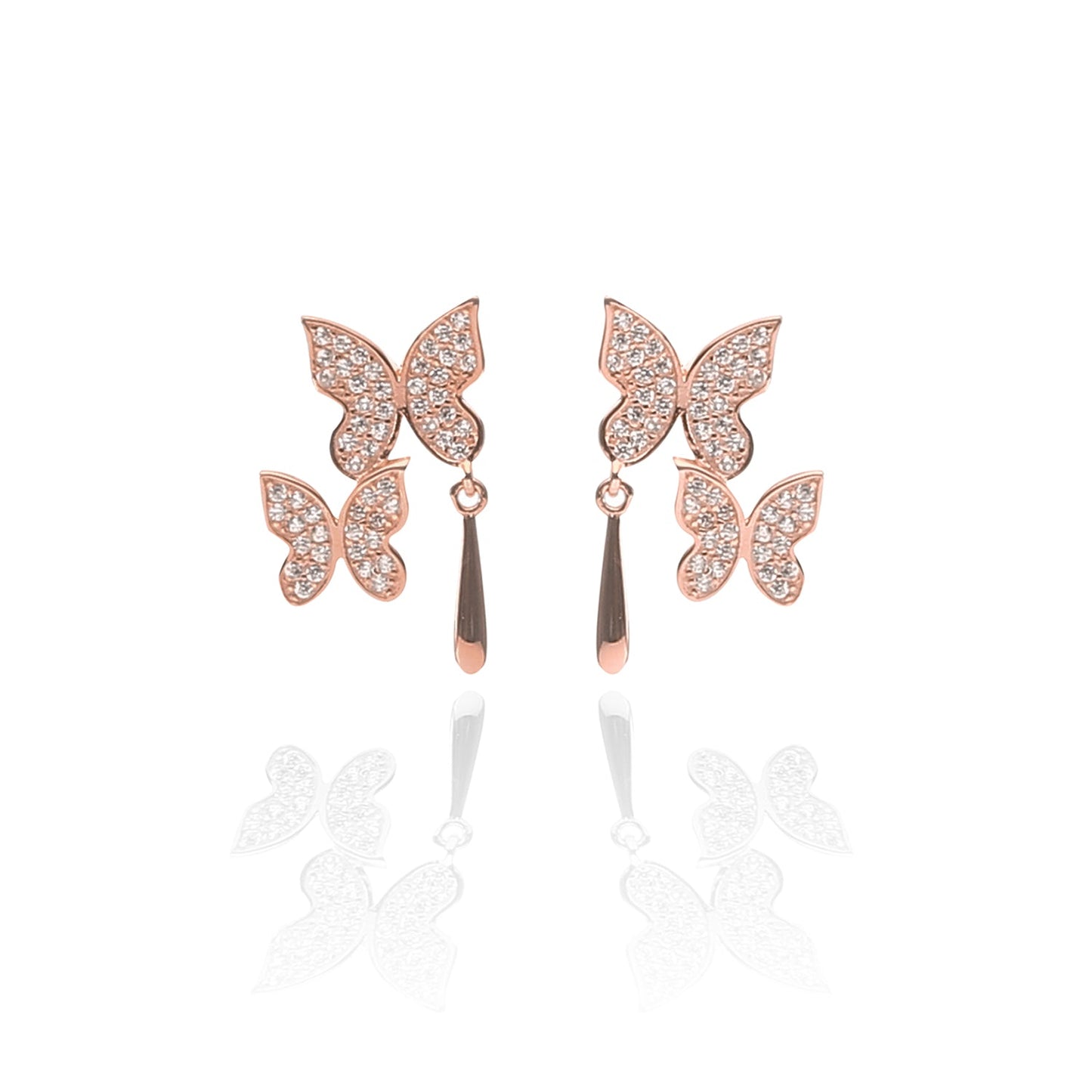 Butterfly Pendant Necklace and Earring Set - ARJW1017RG ARCADIO