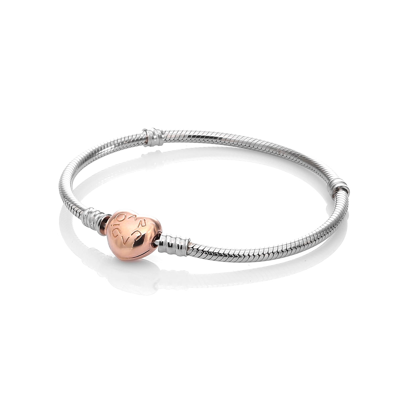 Charm Bracelet with ARCADIO Rose Heart Clasp and Nine Charms - ARJWVB1044RD ARCADIO