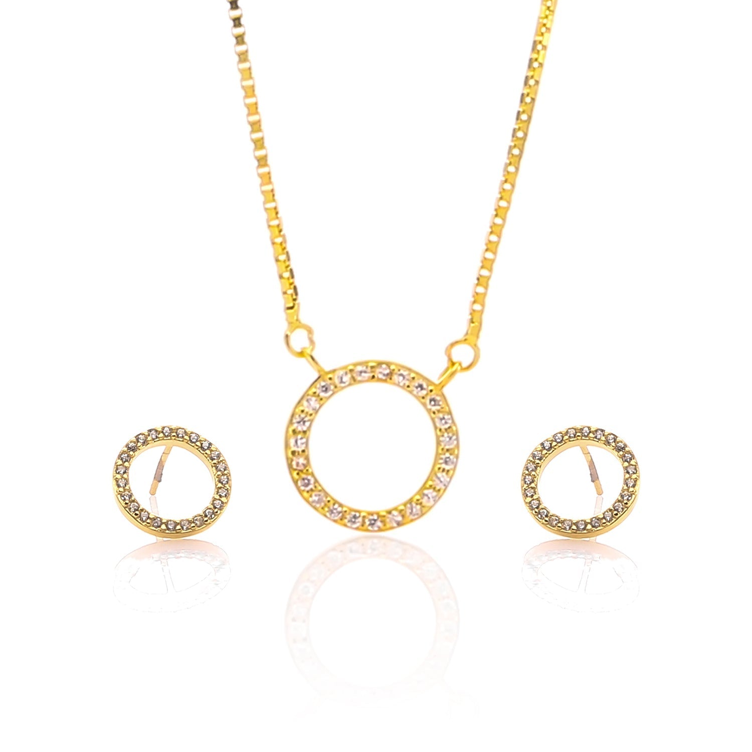 Circle of life Pendant Necklace and Earrings Set - ARJW1021GD ARCADIO