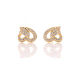 Classic One Sided Bent Heart Shaped Pendant Necklace and Earrings Set - ARJW1014GD ARCADIO