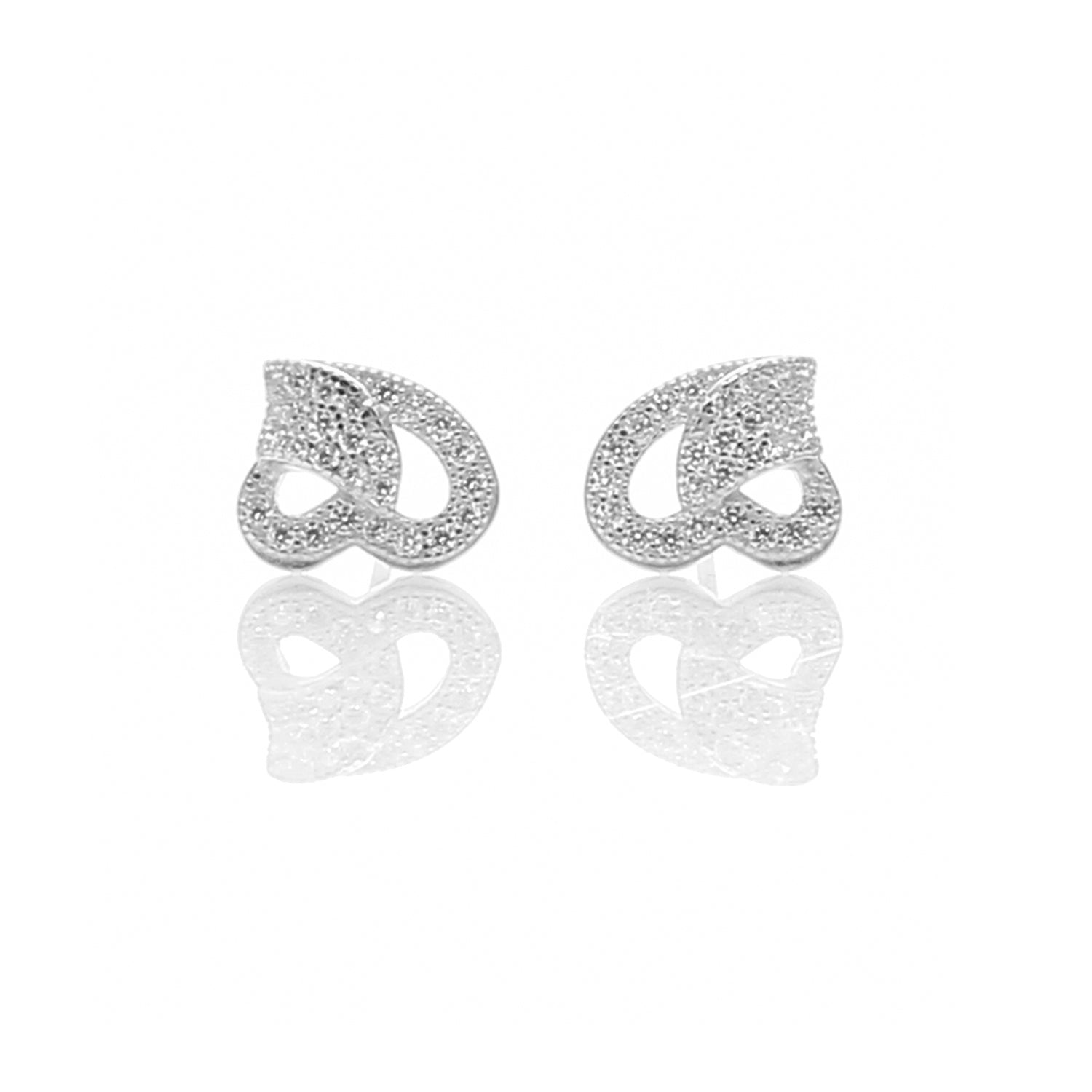 Classic One Sided Bent Heart Shaped Pendant Necklace and Earrings Set - ARJW1014RD ARCADIO