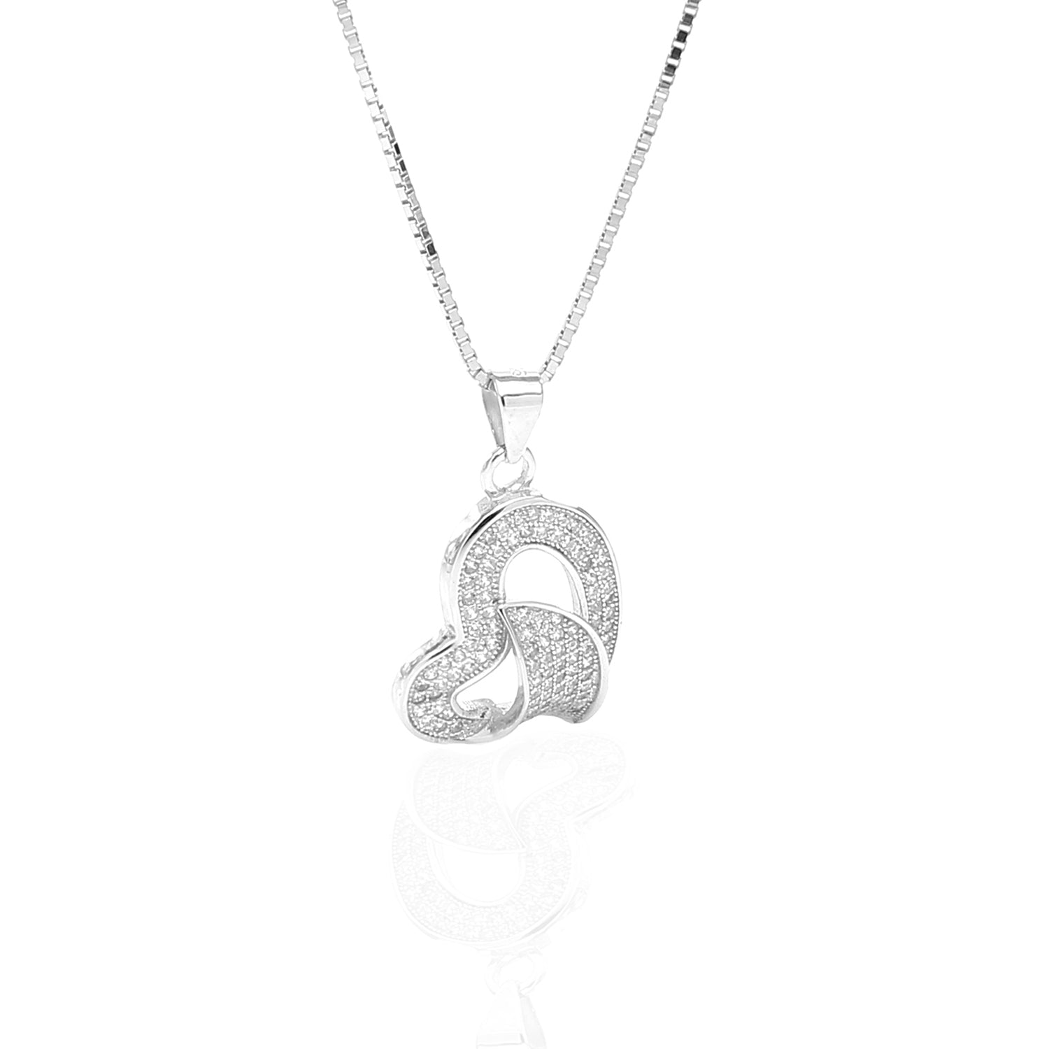 Classic One Sided Bent Heart Shaped Pendant Necklace and Earrings Set - ARJW1014RD ARCADIO