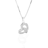 Classic One Sided Bent Heart Shaped Pendant Necklace and Earrings Set - ARJW1014RD ARCADIO