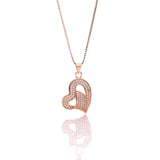 Classic One Sided Bent Heart Shaped Pendant Necklace and Earrings Set - ARJW1014RG ARCADIO