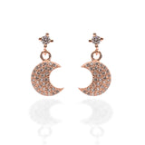 Crescent Moon Shaped Pendant Necklace and Earring Set - ARJW1001RG ARCADIO