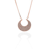 Crescent Moon Shaped Pendant Necklace and Earring Set - ARJW1001RG ARCADIO