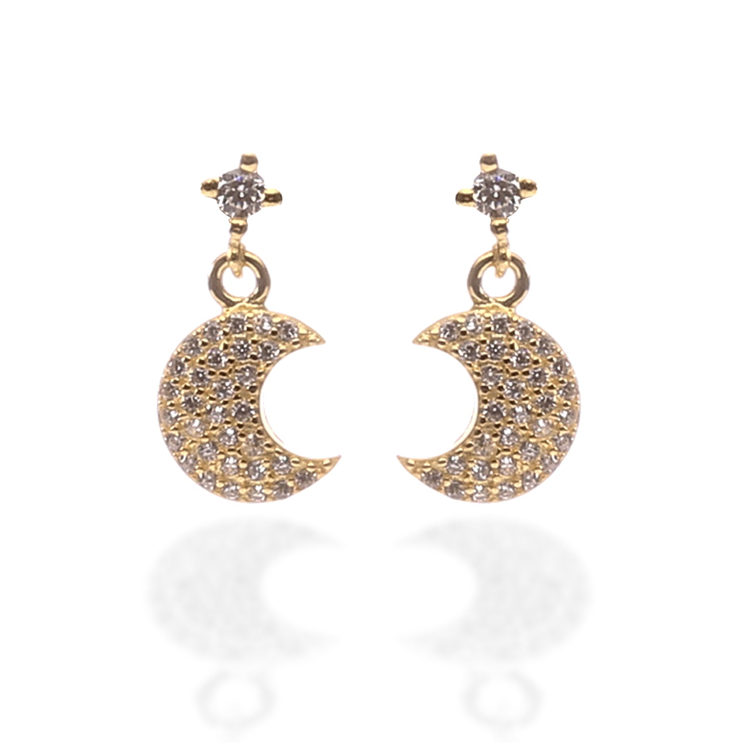 Crescent Moon Shaped Pendant Necklace and Earrings Set - ARJW1001GD ARCADIO