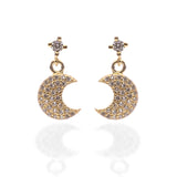 Crescent Moon Shaped Pendant Necklace and Earrings Set - ARJW1001GD ARCADIO