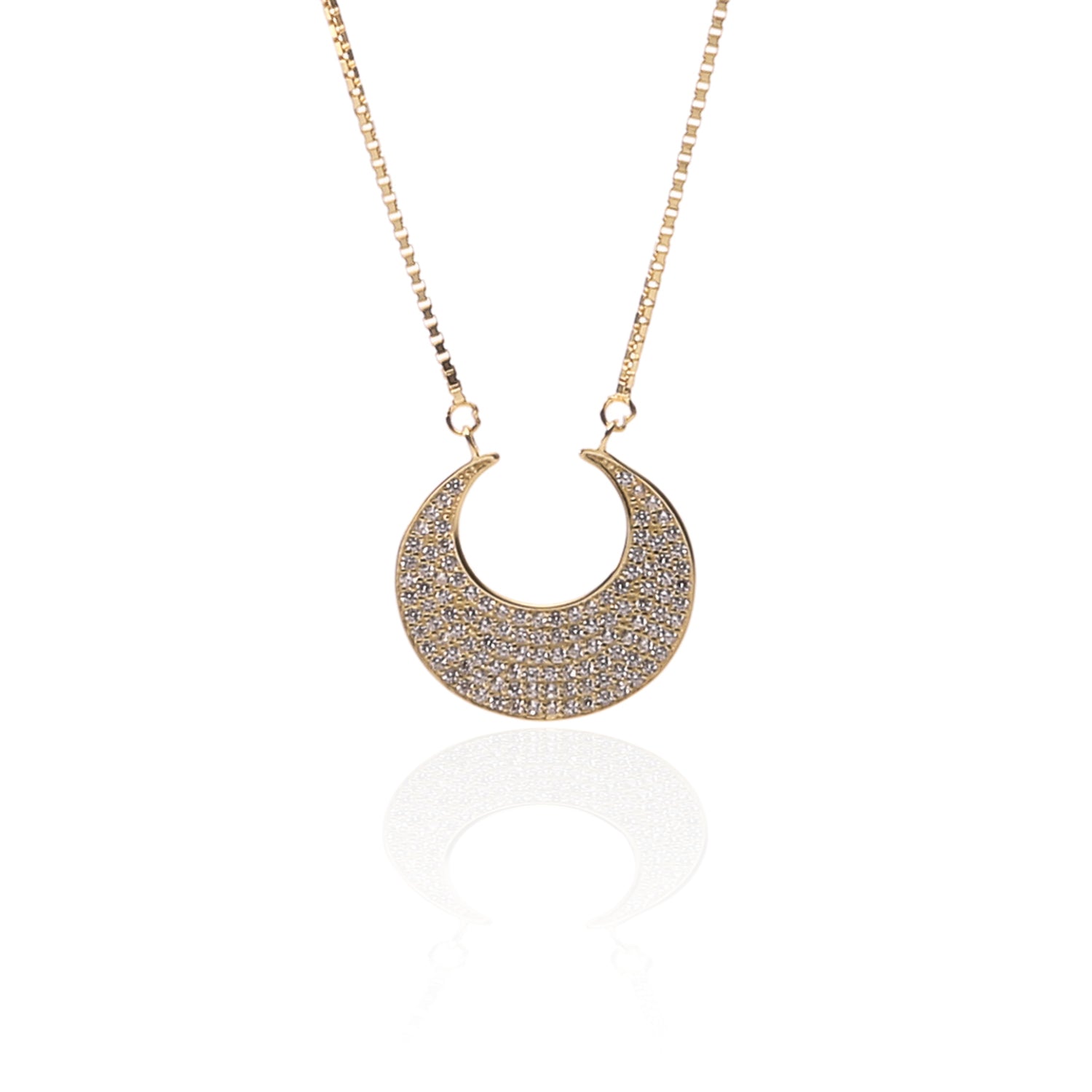 Crescent Moon Shaped Pendant Necklace and Earrings Set - ARJW1001GD ARCADIO