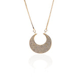 Crescent Moon Shaped Pendant Necklace and Earrings Set - ARJW1001GD ARCADIO