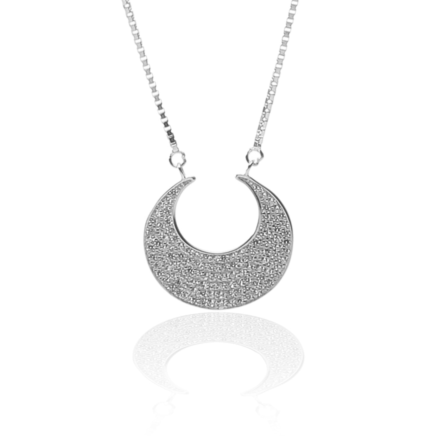 Crescent Moon Shaped Pendant Necklace and Earrings Set - ARJW1001RD ARCADIO