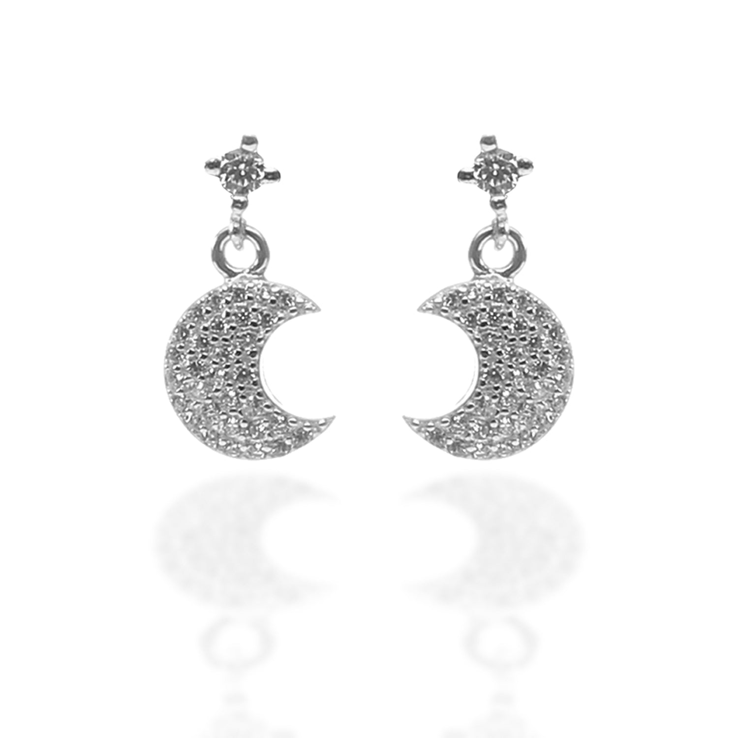 Crescent Moon Shaped Pendant Necklace and Earrings Set - ARJW1001RD ARCADIO
