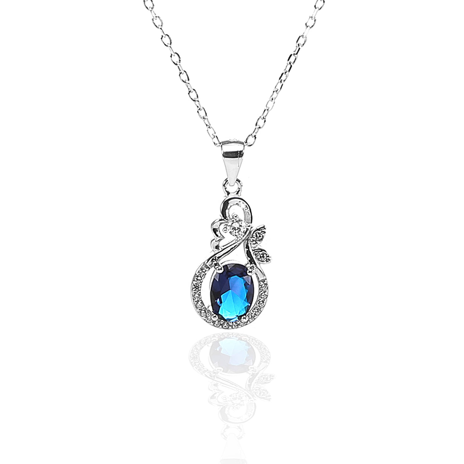 14k White Gold Genuine Ceylon .75 Carat Sapphire & Diamond Pendant – Exeter  Jewelers