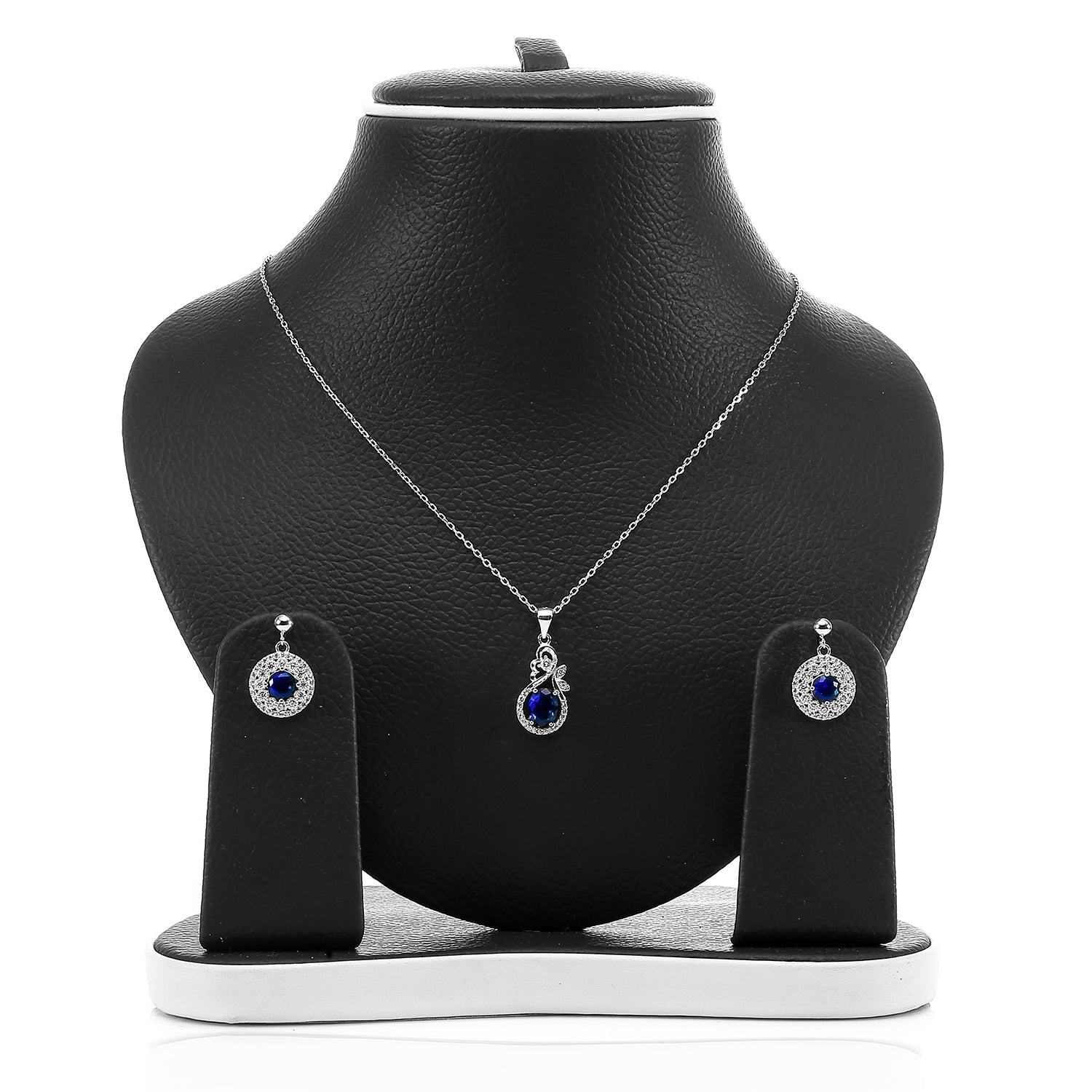 Designer Sapphire Necklace and Earrings Set - ARJW1008RD ARCADIO