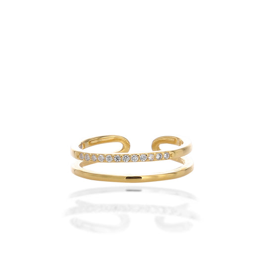 Double Band Open Adjustable Ring - ARJWR1064GD ARCADIO
