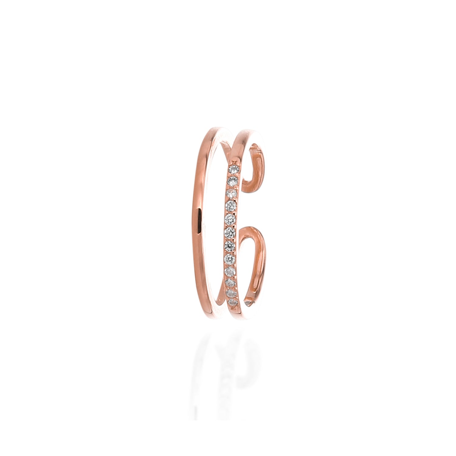 Double Band Open Adjustable Ring - ARJWR1064RG ARCADIO