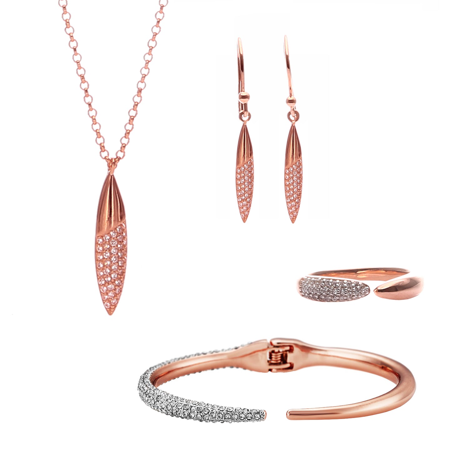 Edgware Pave Drop Jewellery Set - ARJW1030RG ARCADIO