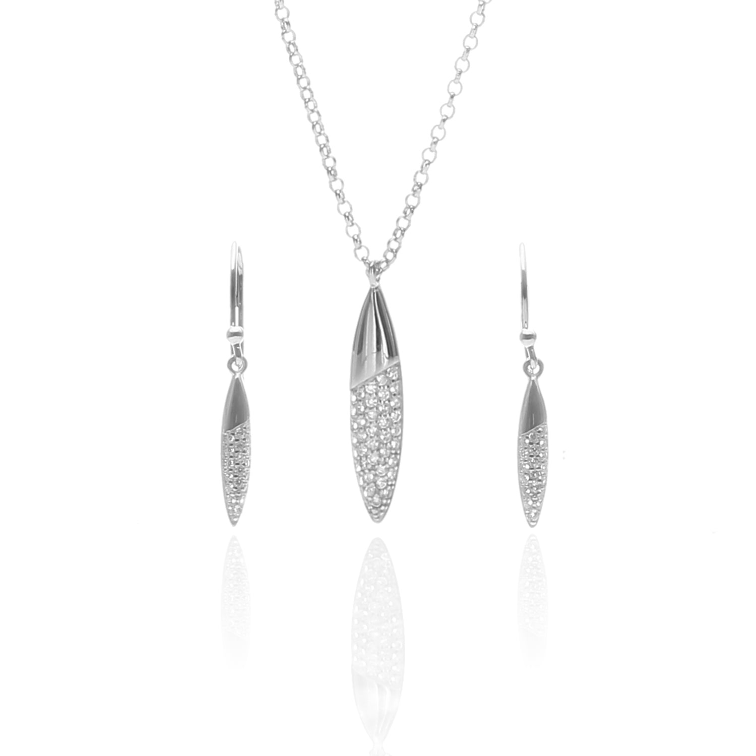 Edgware Pave Drop Pendant Necklace and Earrings Set - ARJW1028RD ARCADIO