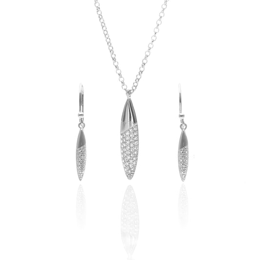 Edgware Pave Drop Pendant Necklace and Earrings Set - ARJW1028RD ARCADIO