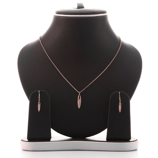 Edgware Pave Drop Pendant Necklace and Earrings Set - ARJW1028RG ARCADIO