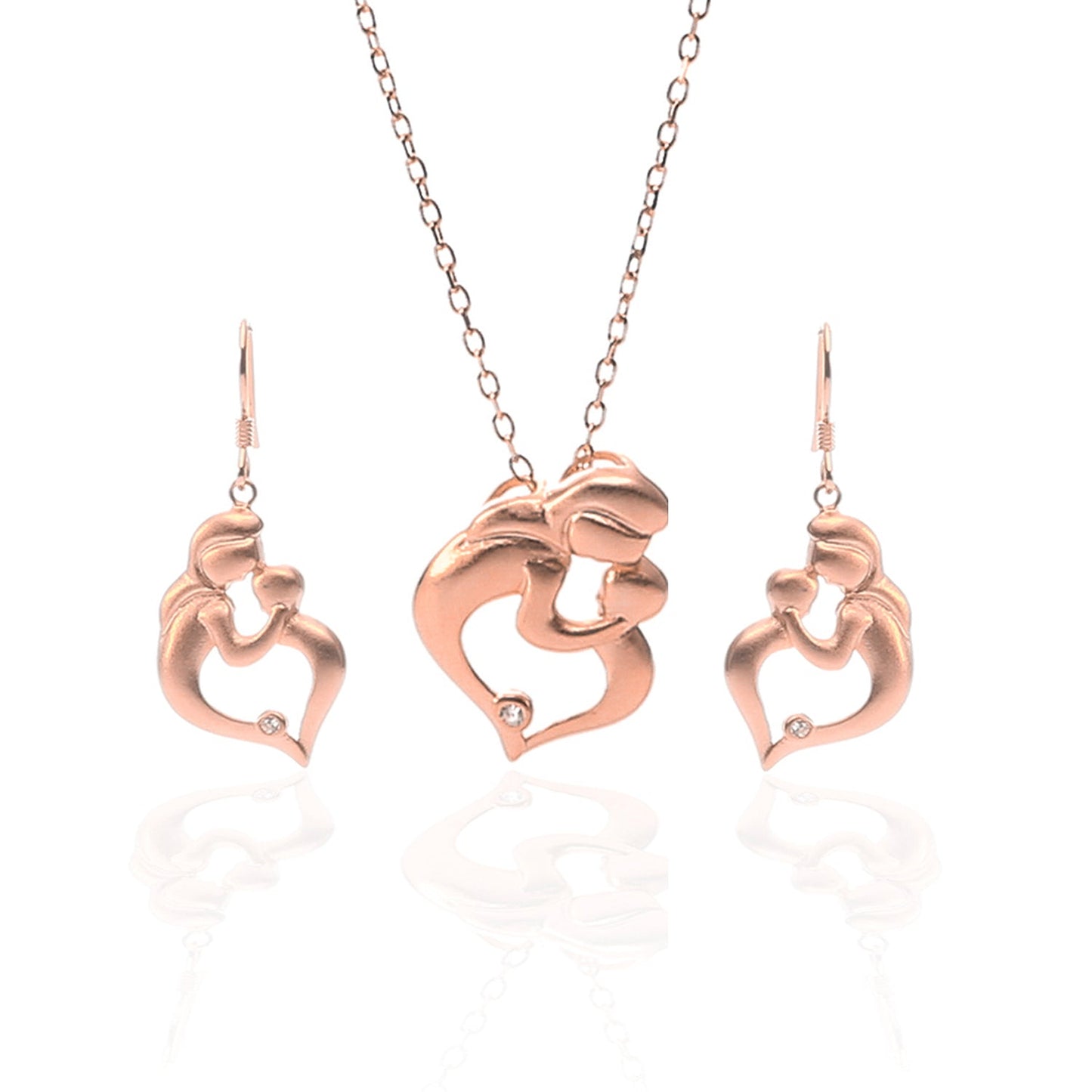 Endless Mother's Love Pendant Necklace and Earrings Set - ARJW1024RG ARCADIO